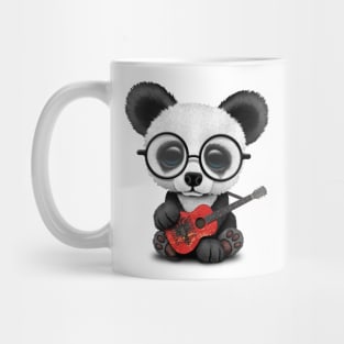 Baby Panda Playing Albanian Flag Guitar Mug